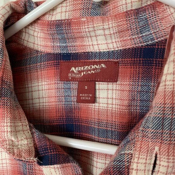 Arizona Men's Small Long Sleeve Shirt Flannel Plaid Red Blue White New - Picture 4 of 12